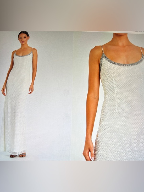 Mac Duggal Dresses & Skirts - White & Silver Mac Duggal 93551 rhinestone and beaded gown, Size 10  NWT